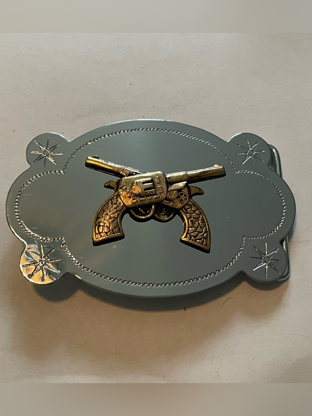 Vintage Crossed Guns Belt Buckle
